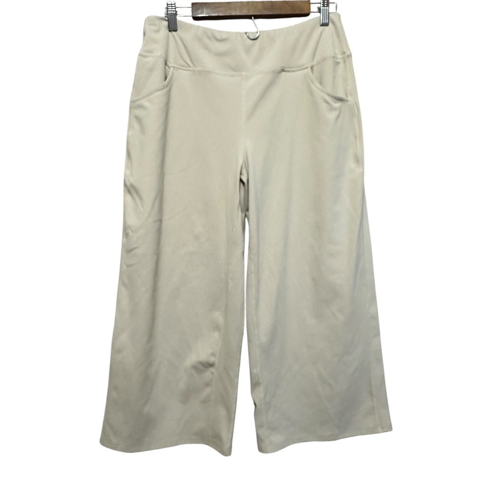 Promover XL Beige Cropped Wide Leg Lounge Pants Activewear Pockets